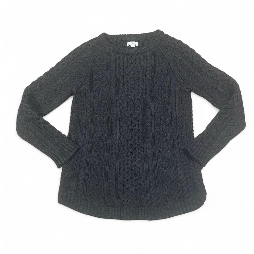 L.L. Bean Signature Women’s Cotton Dark Gray Cable Knit Sweater Size Small